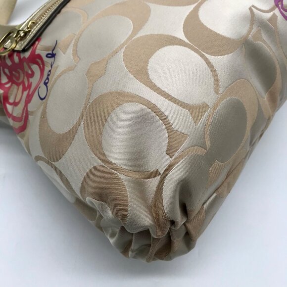 Coach Beige Jacquard Daisy Poppy Hobo Crossbody Bag F20781 - Picture 7 of 12